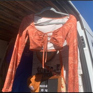 Retro/Disco Patterned Long Sleeve Crop